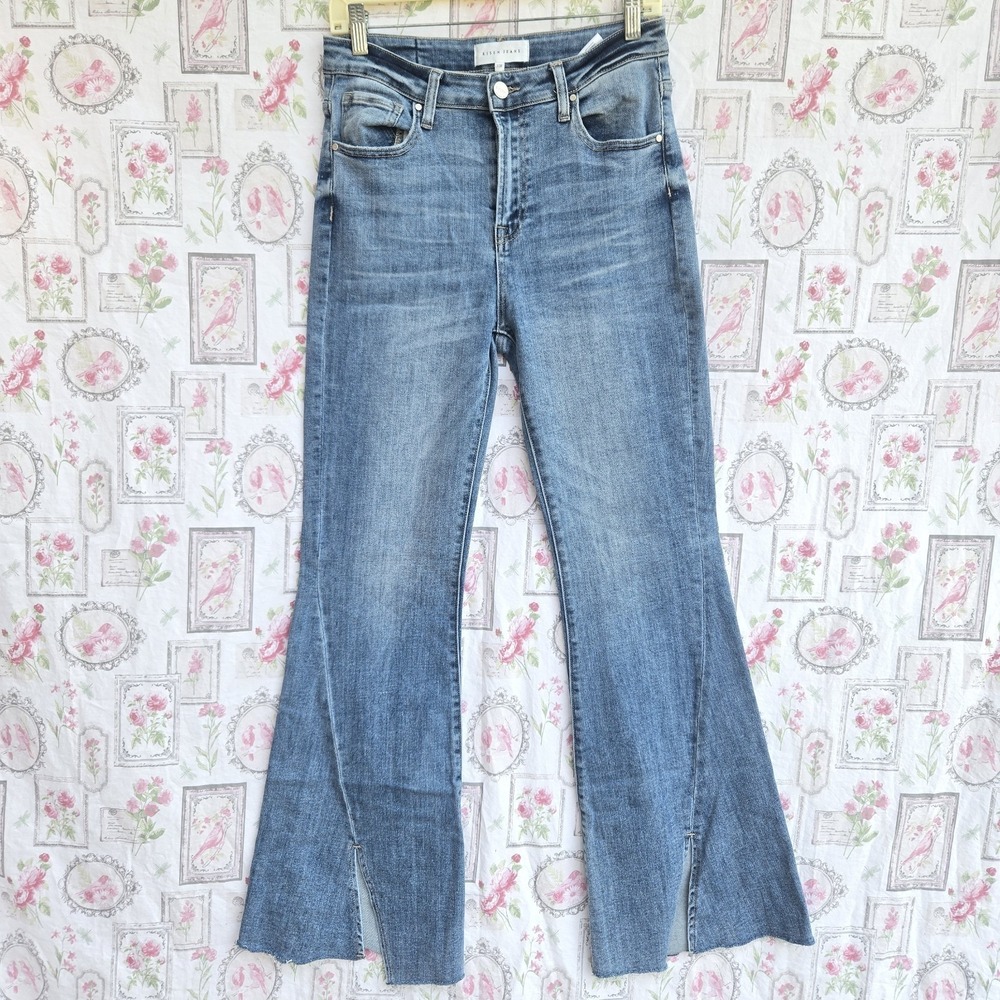 Risen Los Angeles High Rise Flare Jeans Side‎ Slit Hem Medium Wash Size 7/28